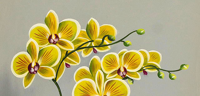 0B 《高贵兰花》 当代油画家 王露露 花卉写实油画
